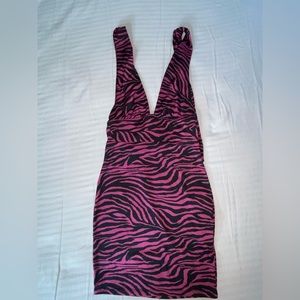 Shein sexy zebra striped Backless Mini Party Dress